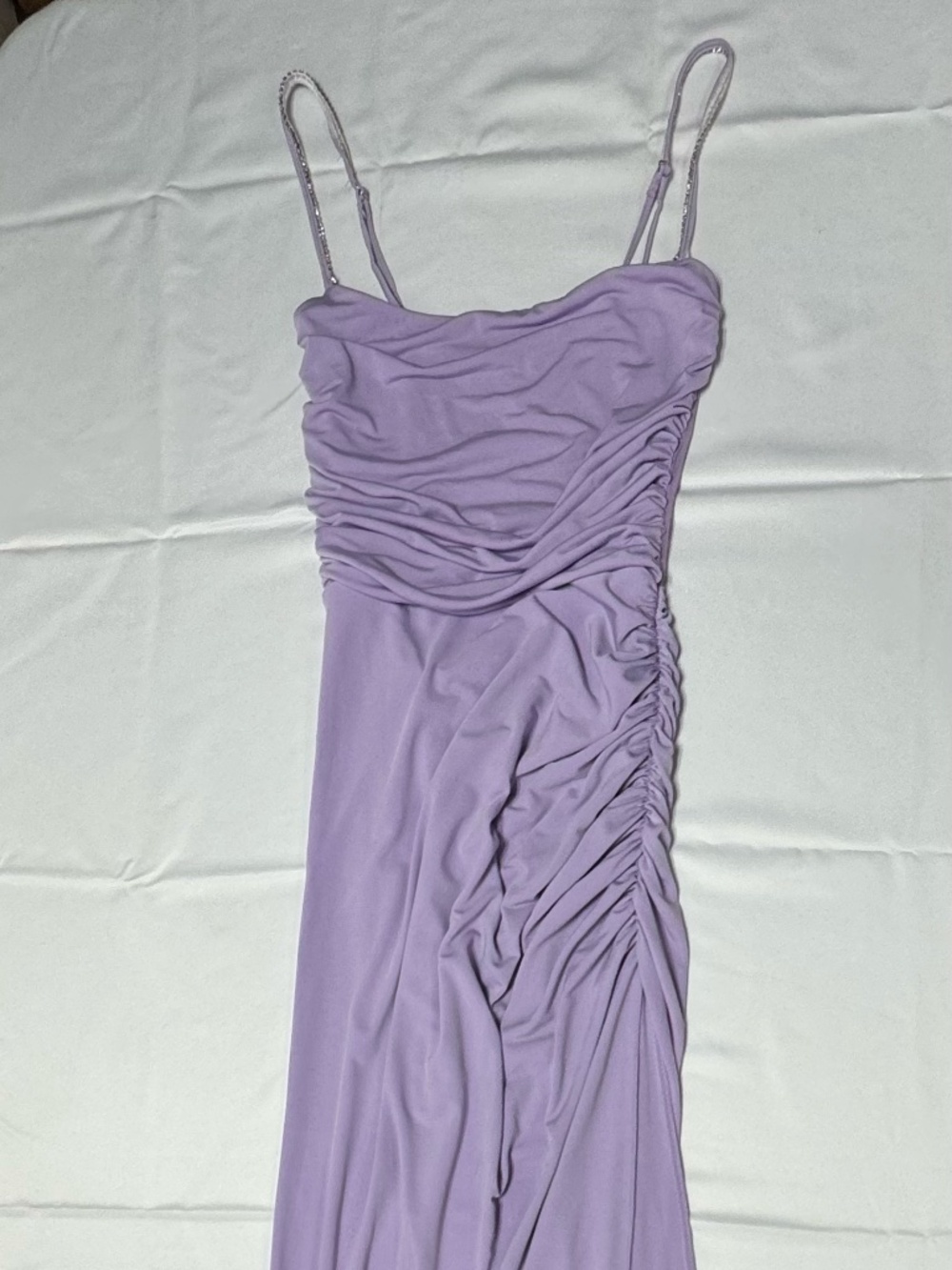 Lucy in the Sky- Rhinestone Strap Maxi Dress in Lilac -Size S- NEW Without Tags. - Picture 7 of 13
